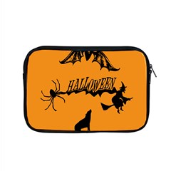 Happy Halloween Scary Funny Spooky Logo Witch On Broom Broomstick Spider Wolf Bat Black 8888 Black A Apple Macbook Pro 15  Zipper Case by HalloweenParty