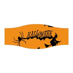 Happy Halloween Scary Funny Spooky Logo Witch On Broom Broomstick Spider Wolf Bat Black 8888 Black A Stretchable Headband