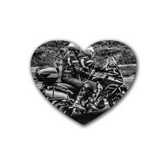 Motorcycle Riders At Highway Rubber Coaster (heart)  by dflcprintsclothing