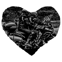 Motorcycle Riders At Highway Large 19  Premium Flano Heart Shape Cushions by dflcprintsclothing