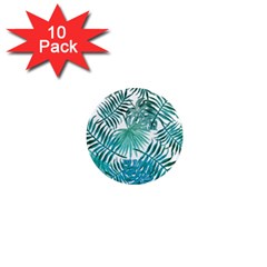 Blue Tropical Leaves 1  Mini Magnet (10 Pack)  by goljakoff