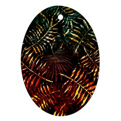 Tropical Leaves Oval Ornament (two Sides)