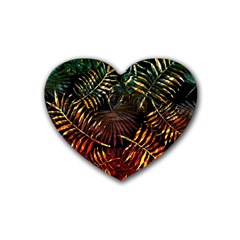 Tropical leaves Rubber Coaster (Heart) 