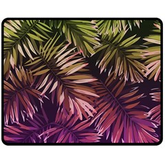 Purple Leaves Double Sided Fleece Blanket (medium)  by goljakoff