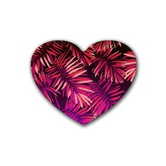 Pink Leaves Heart Coaster (4 Pack)  by goljakoff