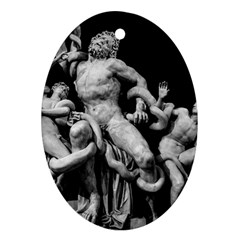 Laocoon Sculpture Over Black Ornament (oval) by dflcprintsclothing