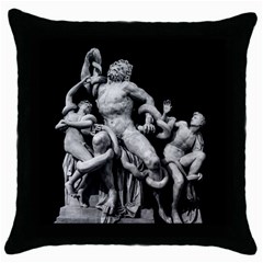 Laocoon Sculpture Over Black Throw Pillow Case (black) by dflcprintsclothing