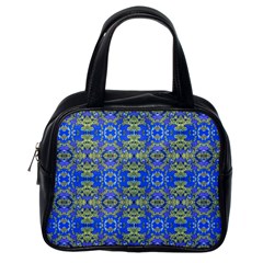 Gold And Blue Fancy Ornate Pattern Classic Handbag (one Side) by dflcprintsclothing