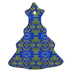 Gold And Blue Fancy Ornate Pattern Ornament (christmas Tree)  by dflcprintsclothing