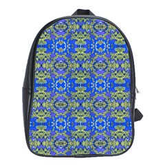 Gold And Blue Fancy Ornate Pattern School Bag (xl) by dflcprintsclothing