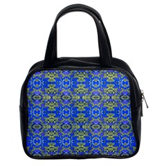 Gold And Blue Fancy Ornate Pattern Classic Handbag (two Sides) by dflcprintsclothing