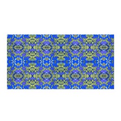 Gold And Blue Fancy Ornate Pattern Satin Wrap by dflcprintsclothing
