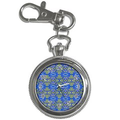 Gold And Blue Fancy Ornate Pattern Key Chain Watches by dflcprintsclothing