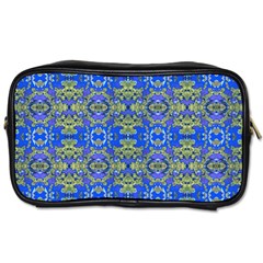 Gold And Blue Fancy Ornate Pattern Toiletries Bag (two Sides) by dflcprintsclothing