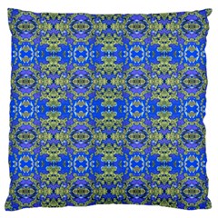 Gold And Blue Fancy Ornate Pattern Large Cushion Case (one Side) by dflcprintsclothing
