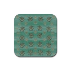 Beautiful Flowers Of Wood In The Starry Night Rubber Coaster (square) 