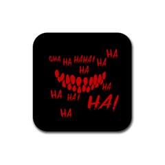 Demonic Laugh, Spooky Red Teeth Monster In Dark, Horror Theme Rubber Coaster (square)  by Casemiro