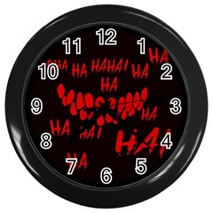 Demonic Laugh, Spooky Red Teeth Monster In Dark, Horror Theme Wall Clock (black) by Casemiro