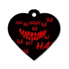 Demonic Laugh, Spooky Red Teeth Monster In Dark, Horror Theme Dog Tag Heart (one Side) by Casemiro