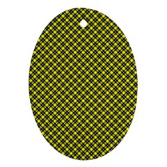 Cute Yellow Tartan Pattern, Classic Buffalo Plaid Theme Oval Ornament (two Sides) by Casemiro