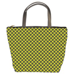 Cute Yellow Tartan Pattern, Classic Buffalo Plaid Theme Bucket Bag by Casemiro