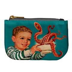 Octopus And Boy Stash Pouch Large Coin Purse by RetroCrazy