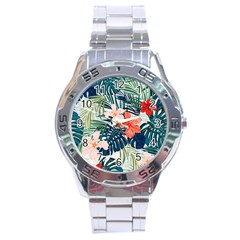 Tropical Flowers Stainless Steel Analogue Watch by goljakoff