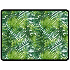 Green Leaves Fleece Blanket (large)  by goljakoff