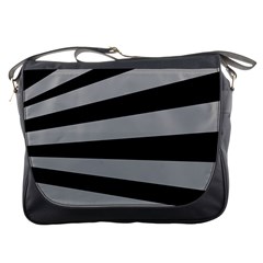 Striped Black And Grey Colors Pattern, Silver Geometric Lines Messenger Bag by Casemiro