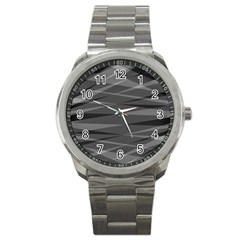 Abstract Geometric Pattern, Silver, Grey And Black Colors Sport Metal Watch by Casemiro