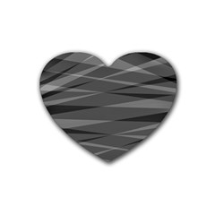 Abstract Geometric Pattern, Silver, Grey And Black Colors Rubber Coaster (heart) 