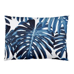 Blue Monstera Leaf Pillow Case (two Sides) by goljakoff