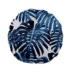 Blue Monstera Leaf Standard 15  Premium Flano Round Cushions by goljakoff