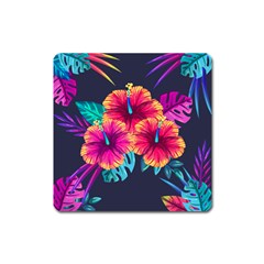 Neon Flowers Square Magnet by goljakoff