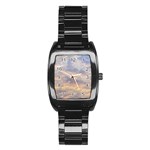 Cloudscape Photo Print Stainless Steel Barrel Watch Front