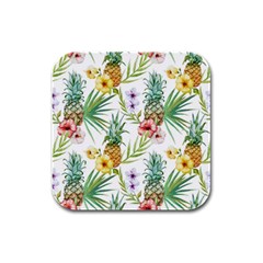 Tropical Pineapples Rubber Square Coaster (4 Pack)  by goljakoff