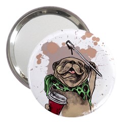 Pug Lover Coffee 3  Handbag Mirrors