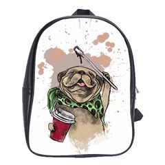 Pug Lover Coffee School Bag (xl) by EvgeniaEsenina