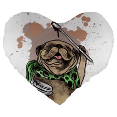 Pug Lover Coffee Large 19  Premium Heart Shape Cushions