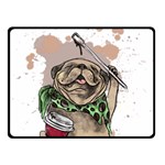 Pug Lover Coffee Double Sided Fleece Blanket (Small)  45 x34  Blanket Back