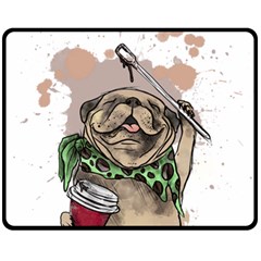 Pug Lover Coffee Double Sided Fleece Blanket (medium) 