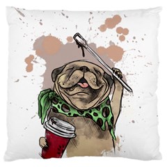 Pug Lover Coffee Large Flano Cushion Case (one Side) by EvgeniaEsenina