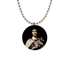 Virgin Mary Sculpture Dark Scene 1  Button Necklace by dflcprintsclothing