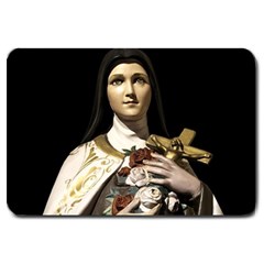 Virgin Mary Sculpture Dark Scene Large Doormat  by dflcprintsclothing