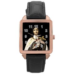 Virgin Mary Sculpture Dark Scene Rose Gold Leather Watch  by dflcprintsclothing