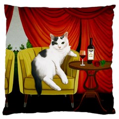 Cat And Wine - Standard Flano Cushion Case (two Sides) by RetroCrazy