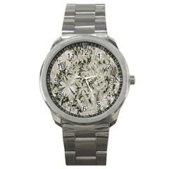 Pale Tropical Floral Print Pattern Sport Metal Watch by dflcprintsclothing