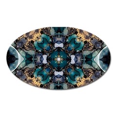 Teal And Gold Oval Magnet by Dazzleway