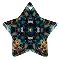 Teal And Gold Star Ornament (two Sides) by Dazzleway
