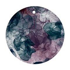 Teal And Purple Alcohol Ink Round Ornament (two Sides)